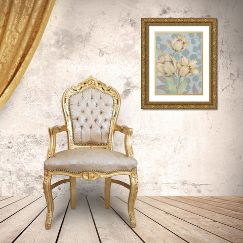 Trois Fleurs II Gold Ornate Wood Framed Art Print with Double Matting by OToole, Tim