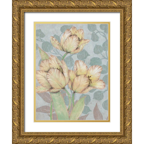 Trois Fleurs II Gold Ornate Wood Framed Art Print with Double Matting by OToole, Tim