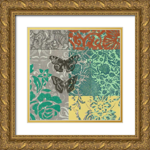 World Bazaar Butterflies II Gold Ornate Wood Framed Art Print with Double Matting by Goldberger, Jennifer