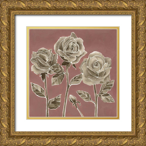 Marsala Roses II Gold Ornate Wood Framed Art Print with Double Matting by Popp, Grace