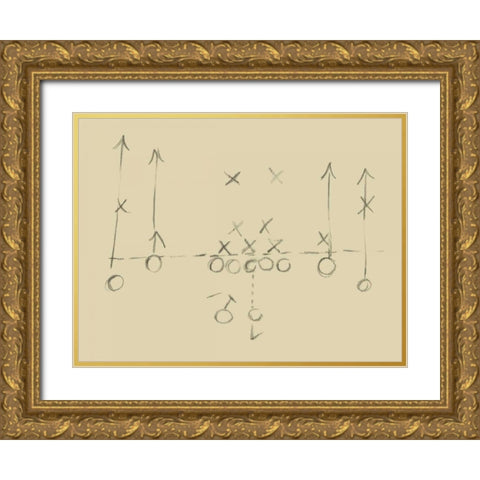 Playbook I Gold Ornate Wood Framed Art Print with Double Matting by Harper, Ethan