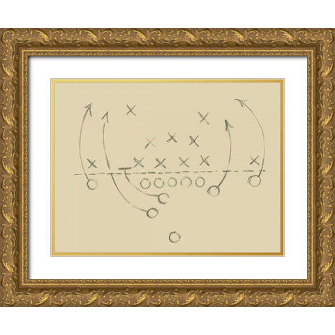 Playbook III Gold Ornate Wood Framed Art Print with Double Matting by Harper, Ethan