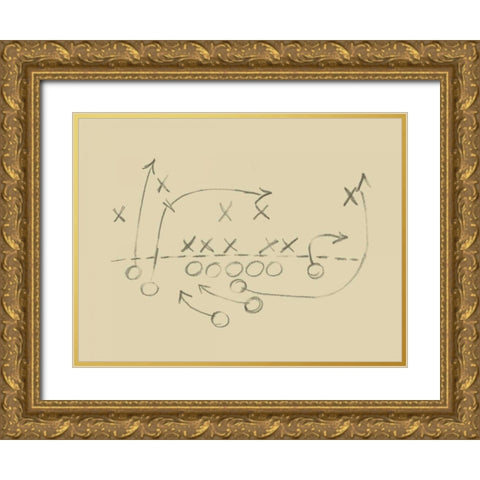 Playbook IV Gold Ornate Wood Framed Art Print with Double Matting by Harper, Ethan
