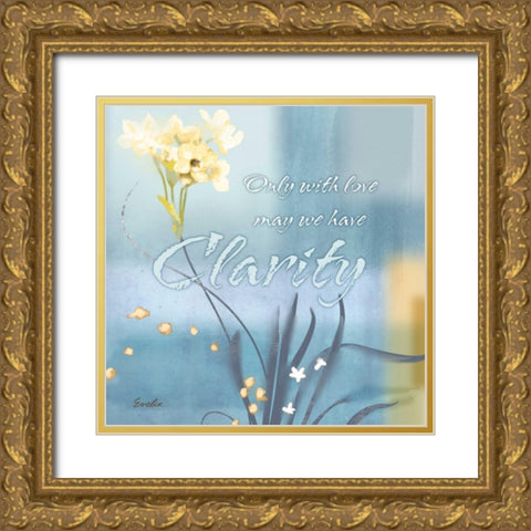 Blue Floral Inspiration II Gold Ornate Wood Framed Art Print with Double Matting by Evelia Designs