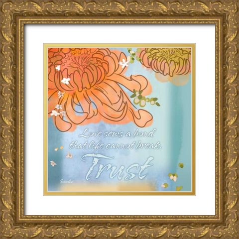 Blue Floral Inspiration VI Gold Ornate Wood Framed Art Print with Double Matting by Evelia Designs