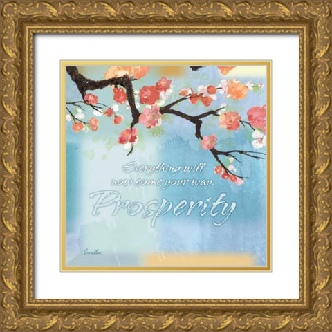 Blue Floral Inspiration XI Gold Ornate Wood Framed Art Print with Double Matting by Evelia Designs