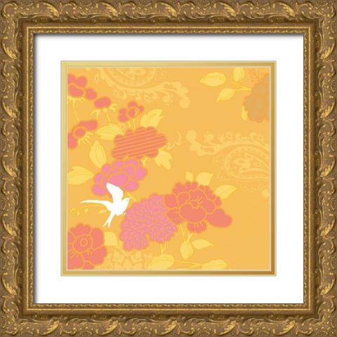 Mays Roses II Gold Ornate Wood Framed Art Print with Double Matting by Evelia Designs