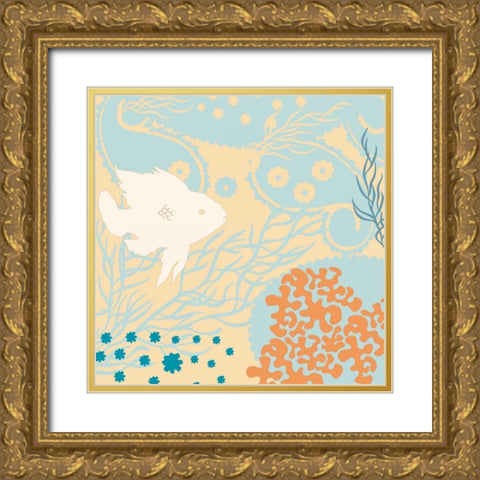 Junes Fish I Gold Ornate Wood Framed Art Print with Double Matting by Evelia Designs