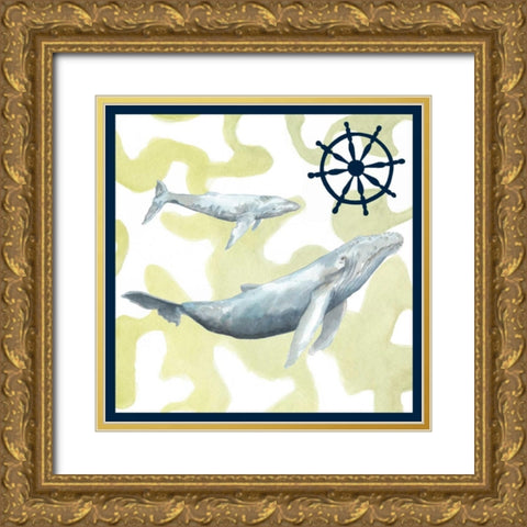 Whale Composition I Gold Ornate Wood Framed Art Print with Double Matting by Meagher, Megan