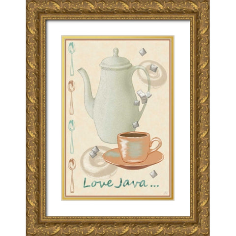 Love Java Gold Ornate Wood Framed Art Print with Double Matting by Reynolds, Jade