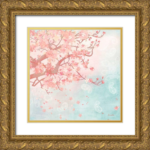 Sweet Cherry Blossoms III Gold Ornate Wood Framed Art Print with Double Matting by Evelia Designs