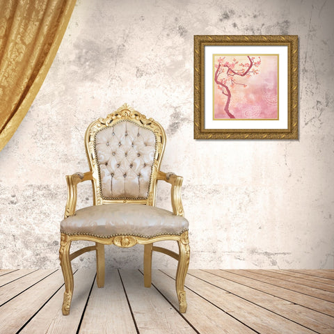 Sweet Cherry Blossoms V Gold Ornate Wood Framed Art Print with Double Matting by Evelia Designs