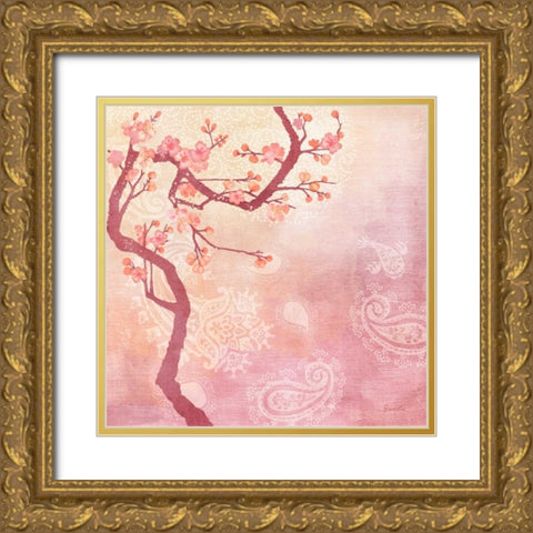 Sweet Cherry Blossoms V Gold Ornate Wood Framed Art Print with Double Matting by Evelia Designs