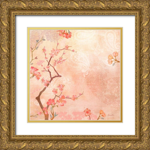 Sweet Cherry Blossoms VI Gold Ornate Wood Framed Art Print with Double Matting by Evelia Designs
