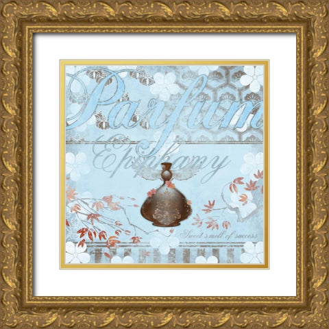 Haute in Blue V Gold Ornate Wood Framed Art Print with Double Matting by Evelia Designs