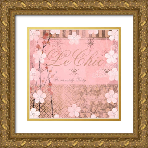 Haute in Pink I Gold Ornate Wood Framed Art Print with Double Matting by Evelia Designs