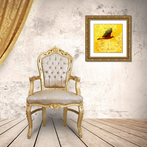 Oriole and Cartouche III Gold Ornate Wood Framed Art Print with Double Matting by Evelia Designs