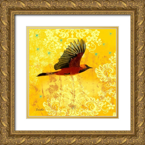 Oriole and Cartouche III Gold Ornate Wood Framed Art Print with Double Matting by Evelia Designs