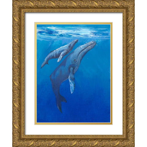 Under Sea Whales I Gold Ornate Wood Framed Art Print with Double Matting by OToole, Tim