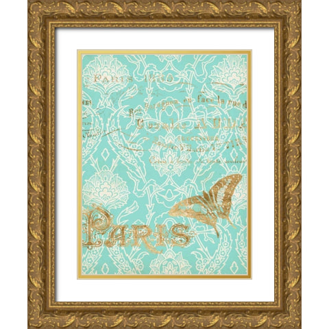 Paris in Gold III Gold Ornate Wood Framed Art Print with Double Matting by Goldberger, Jennifer