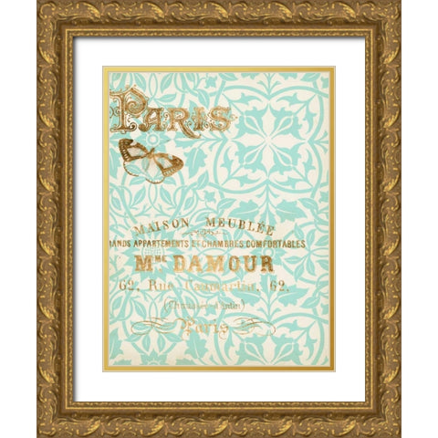 Paris in Gold IV Gold Ornate Wood Framed Art Print with Double Matting by Goldberger, Jennifer