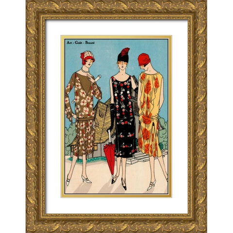 Vintage Couture I Gold Ornate Wood Framed Art Print with Double Matting by Unknown