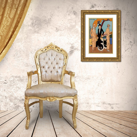 Vintage Couture IV Gold Ornate Wood Framed Art Print with Double Matting by Unknown