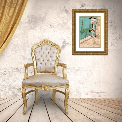 Vintage Couture V Gold Ornate Wood Framed Art Print with Double Matting by Unknown