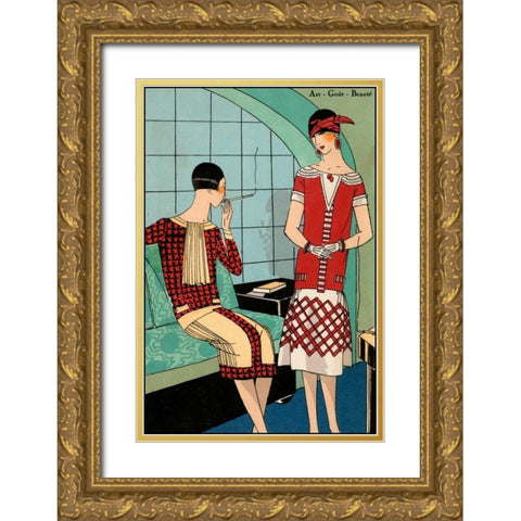 Vintage Couture VIII Gold Ornate Wood Framed Art Print with Double Matting by Unknown