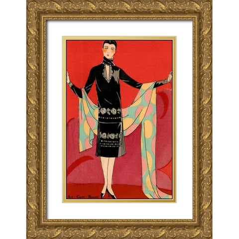 Vintage Couture IX Gold Ornate Wood Framed Art Print with Double Matting by Unknown