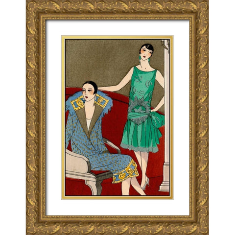 Vintage Couture X Gold Ornate Wood Framed Art Print with Double Matting by Unknown