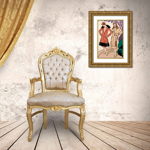 Vintage Couture XII Gold Ornate Wood Framed Art Print with Double Matting by Unknown