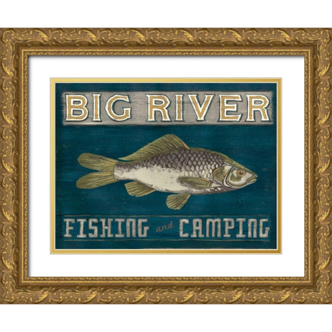 Lodge Sign I Gold Ornate Wood Framed Art Print with Double Matting by Vess, June Erica