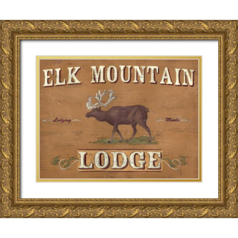 Lodge Sign III Gold Ornate Wood Framed Art Print with Double Matting by Vess, June Erica