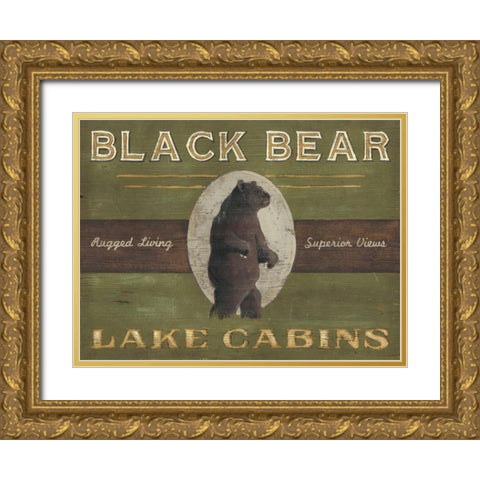 Lodge Sign V Gold Ornate Wood Framed Art Print with Double Matting by Vess, June Erica
