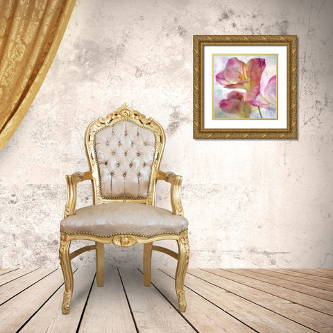 Pink Hyacinth I Gold Ornate Wood Framed Art Print with Double Matting by Malek, Honey