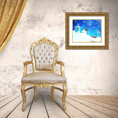 Santorini I Gold Ornate Wood Framed Art Print with Double Matting by Coomes, Sylvia