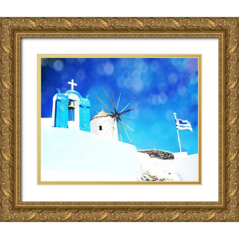 Santorini I Gold Ornate Wood Framed Art Print with Double Matting by Coomes, Sylvia