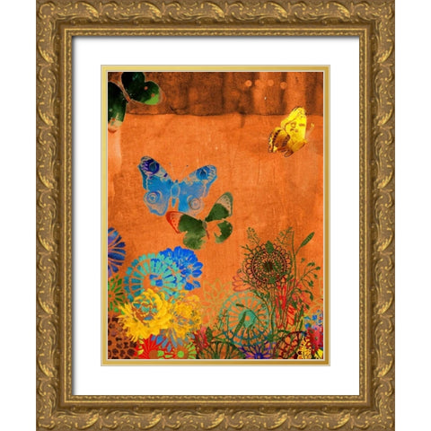 Butterfly Panorama Triptych I Gold Ornate Wood Framed Art Print with Double Matting by Jasper, Sisa