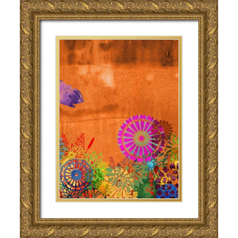 Butterfly Panorama Triptych III Gold Ornate Wood Framed Art Print with Double Matting by Jasper, Sisa