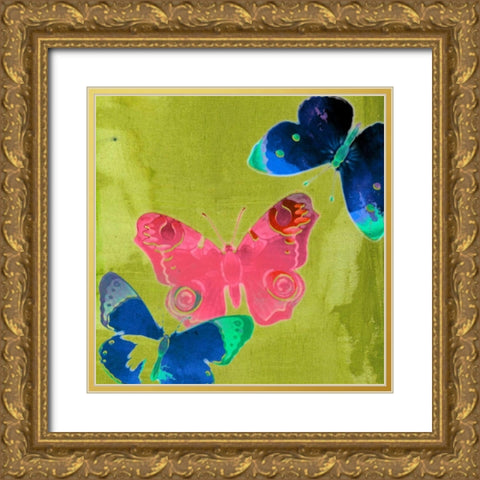Saturated Butterflies II Gold Ornate Wood Framed Art Print with Double Matting by Jasper, Sisa