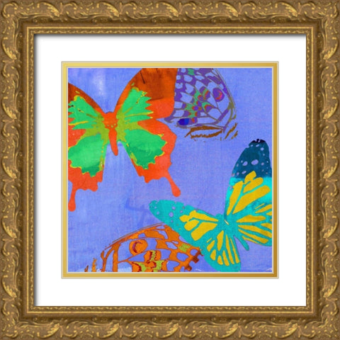 Saturated Butterflies IV Gold Ornate Wood Framed Art Print with Double Matting by Jasper, Sisa