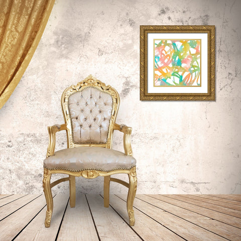 Colorful Flow I Gold Ornate Wood Framed Art Print with Double Matting by Saunders, Alonzo