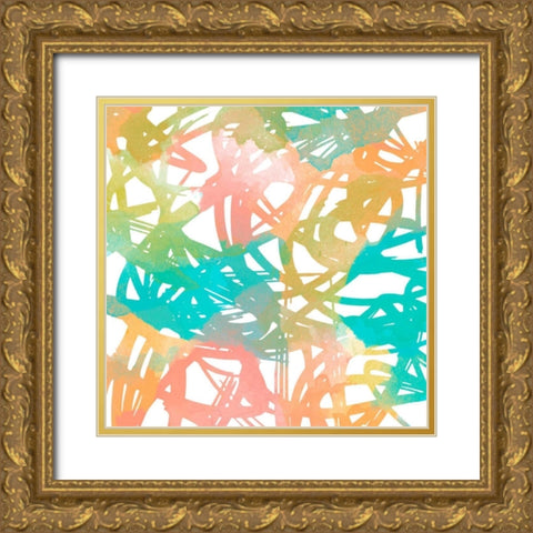 Colorful Flow II Gold Ornate Wood Framed Art Print with Double Matting by Saunders, Alonzo