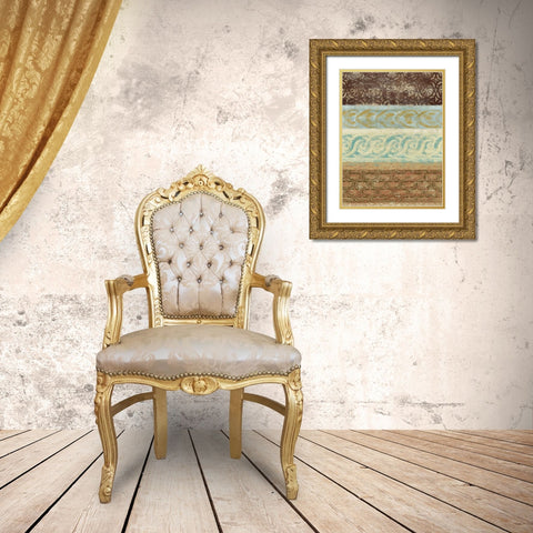 Decorative Patterns III Gold Ornate Wood Framed Art Print with Double Matting by Saunders, Alonzo
