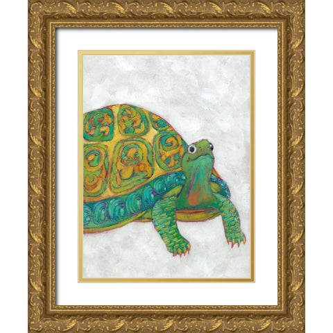 Turtle Friends I Gold Ornate Wood Framed Art Print with Double Matting by Zarris, Chariklia