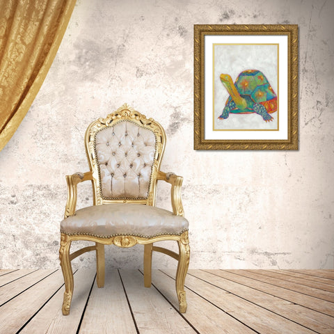 Turtle Friends II Gold Ornate Wood Framed Art Print with Double Matting by Zarris, Chariklia