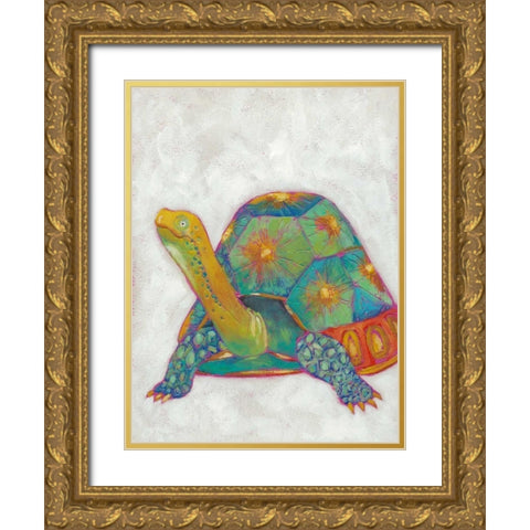 Turtle Friends II Gold Ornate Wood Framed Art Print with Double Matting by Zarris, Chariklia