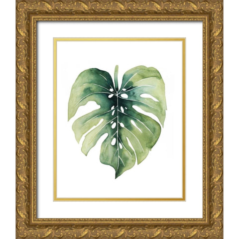 Custom Paradise Palm Leaves on white I Gold Ornate Wood Framed Art Print with Double Matting by Popp, Grace