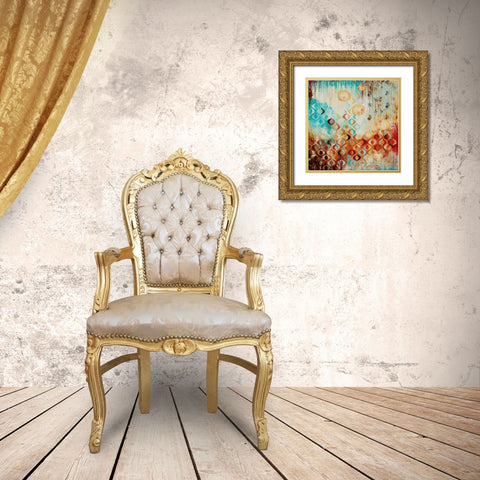 Ditsy Gold Ornate Wood Framed Art Print with Double Matting by Robinson, Heather